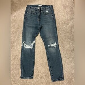 Good American Dark Blue Distressed Skinny Jeans